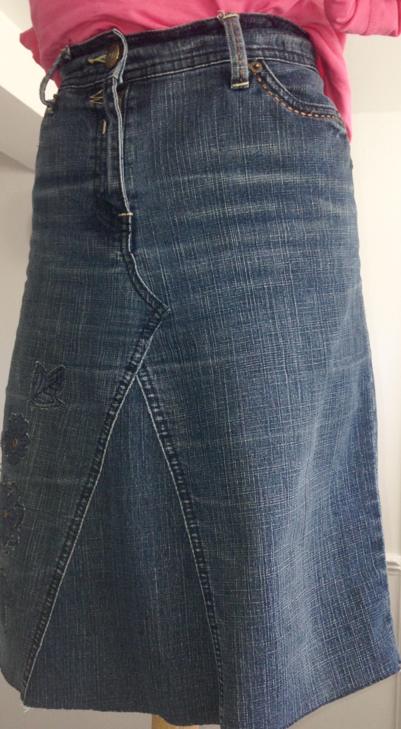 upcycled jean skirt