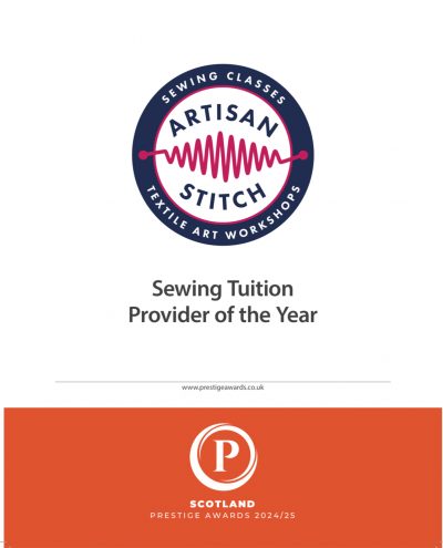 Scotland Prestige Awards 2024/25. Winner of Best Sewing Tuition Provider